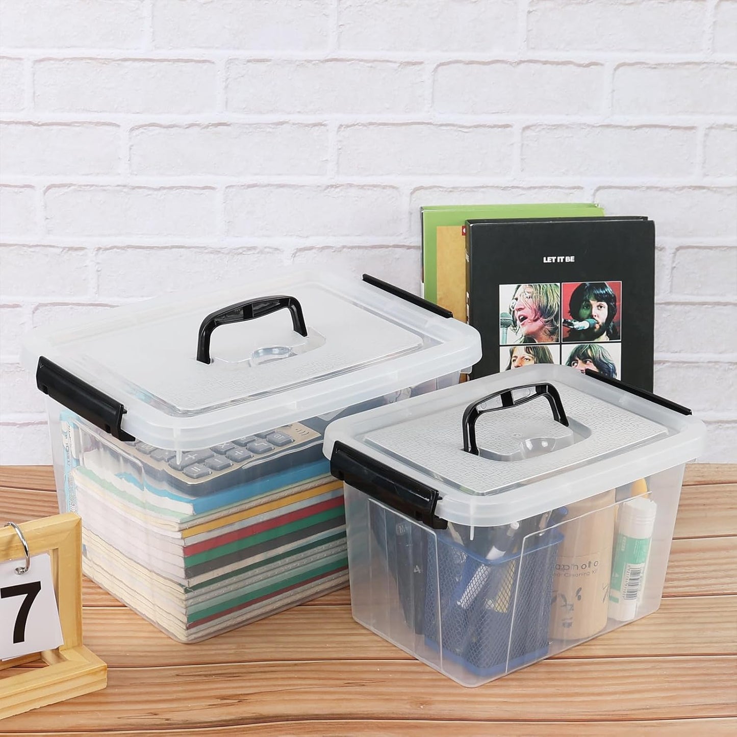 Caja plástico transparente con asa 6qt y 12qt 2 pzas