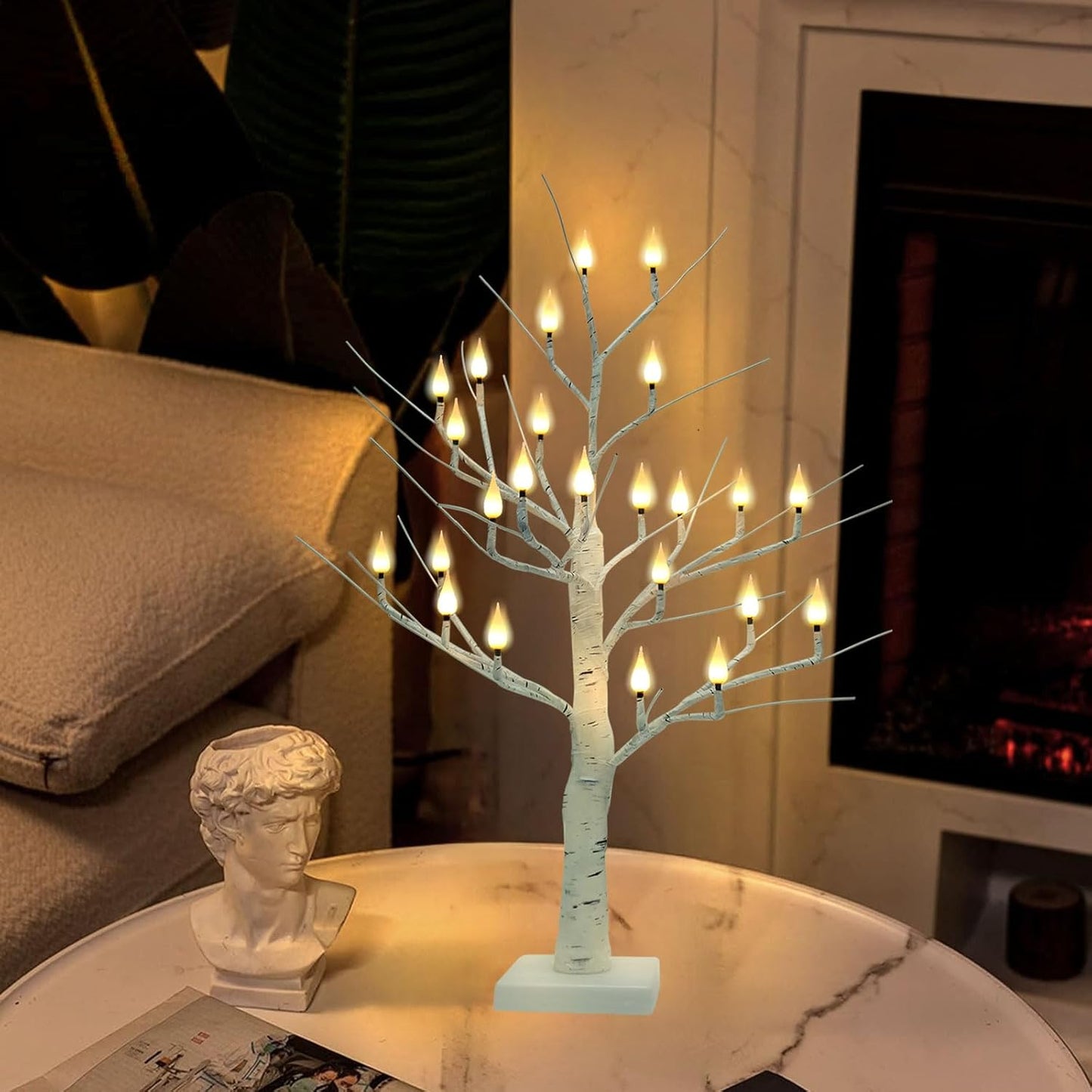 Árbol luz LED 24 luces USB abedul decoración hogar Navidad