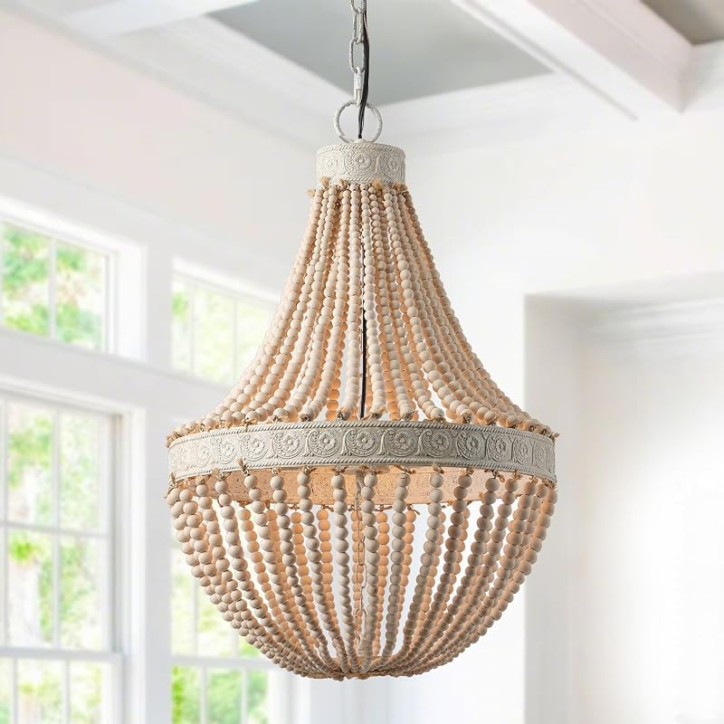 Candelabro bohemio madera 3 luces colgante isla estilo