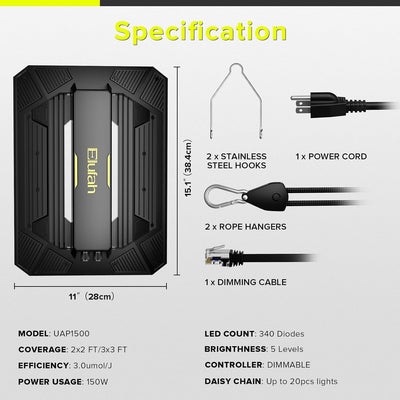 Luz LED crecimiento 150W espectro completo para plantas interiores