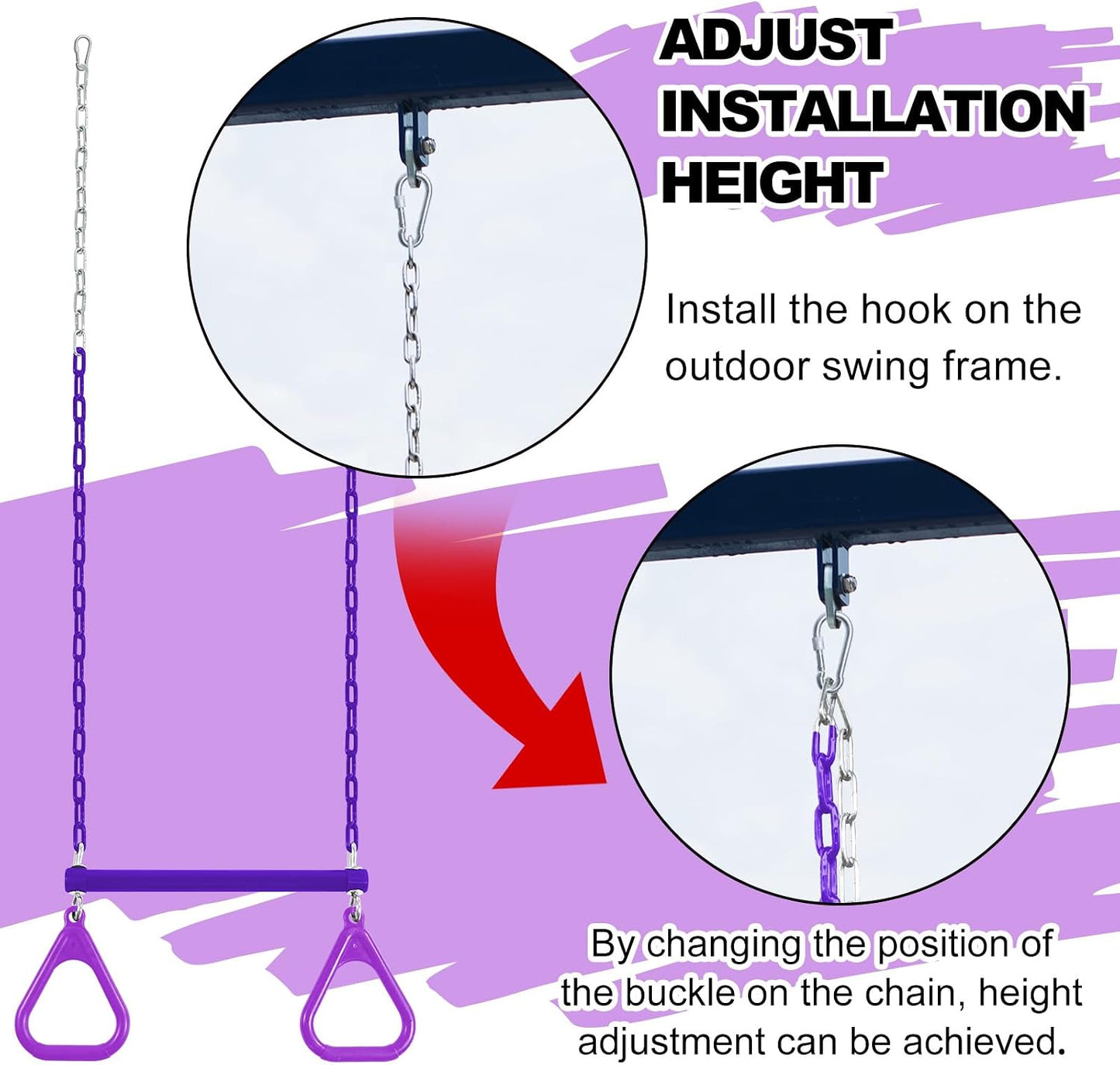 Barra trapecio patio trasero 16.5 con cadenas y ganchos