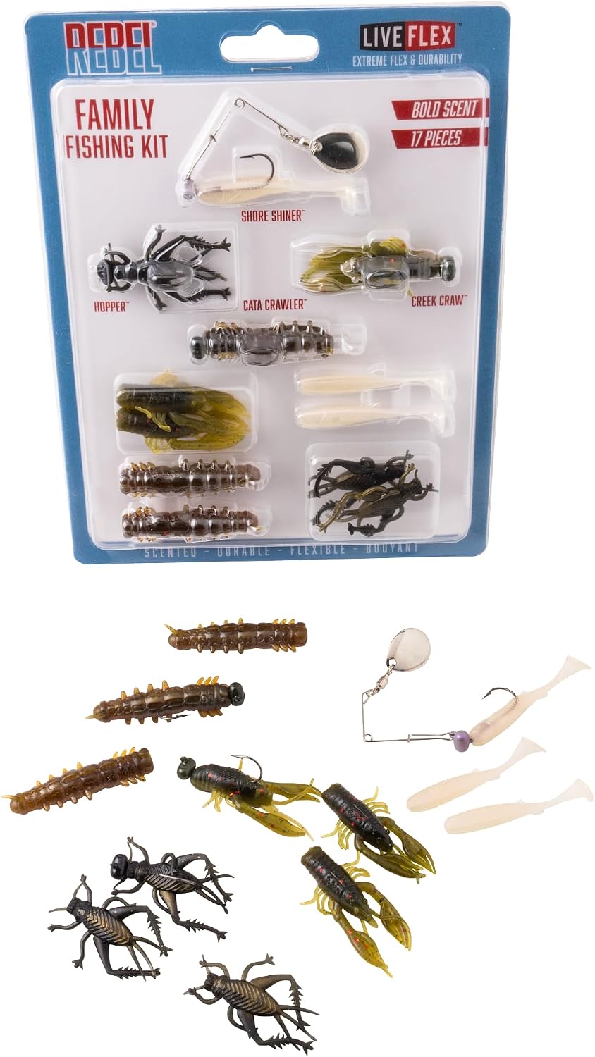 Kit pesca familiar plásticos blandos Live Flex
