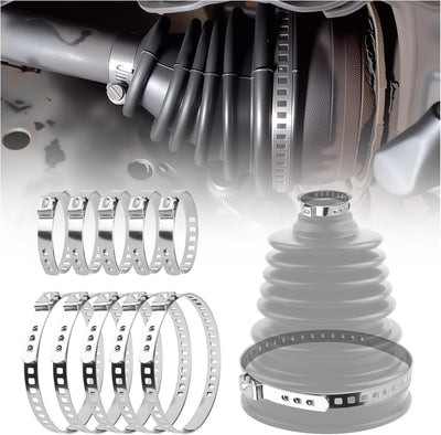 Kit abrazaderas CV acero inox ajustables para botas de barra