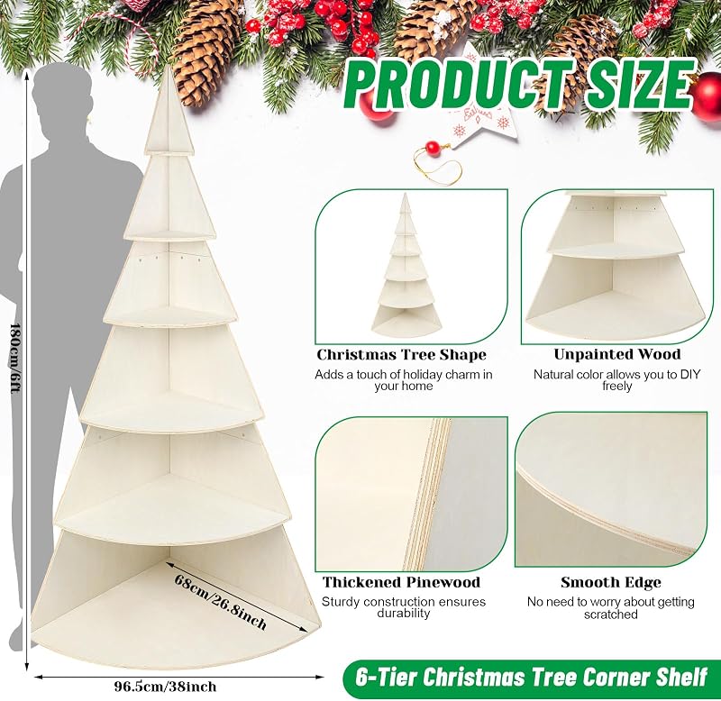 Soporte Navidad 6 niveles 6ft estante esquinero madera