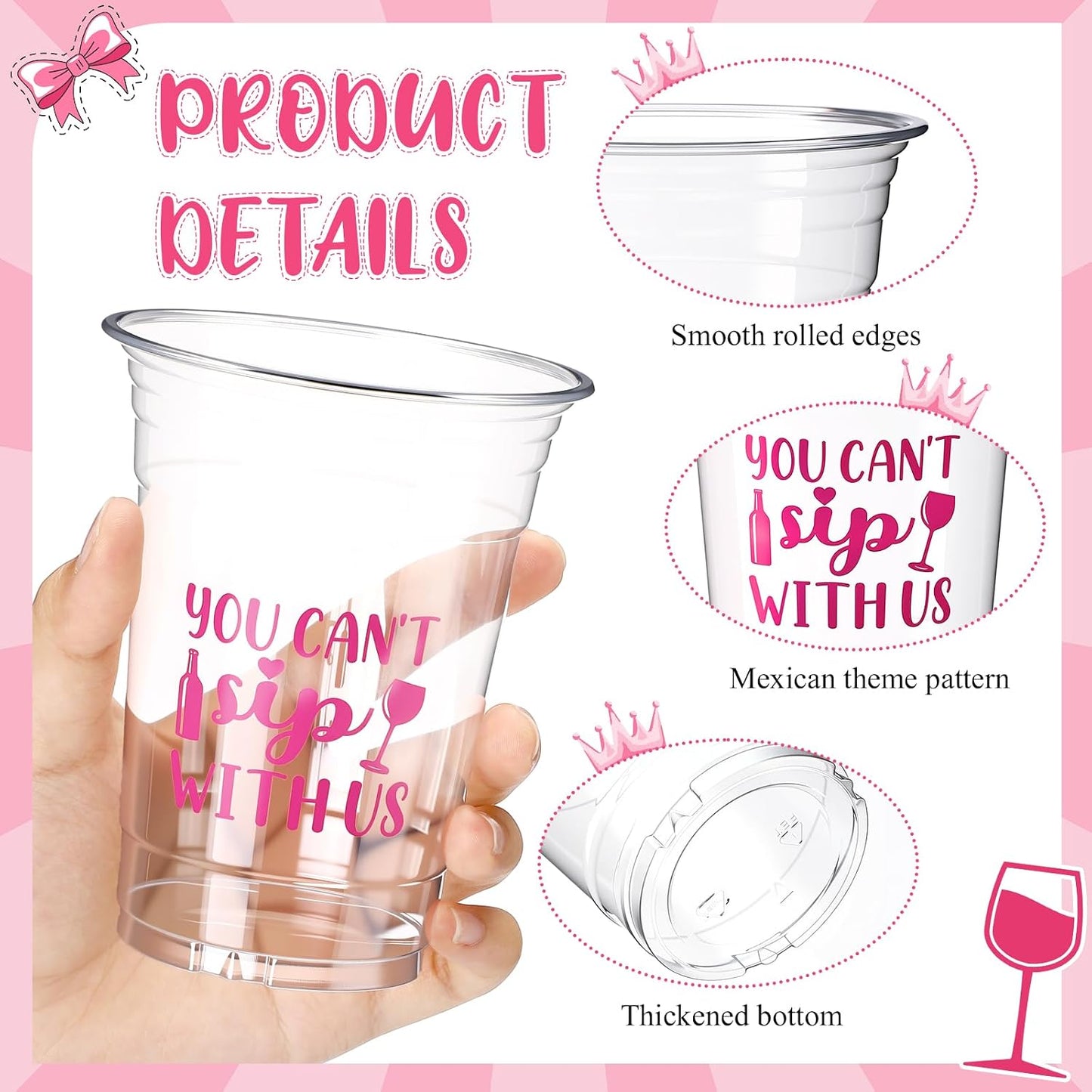 50 Vasos Plástico Transparente 16oz Regalo Soltera
