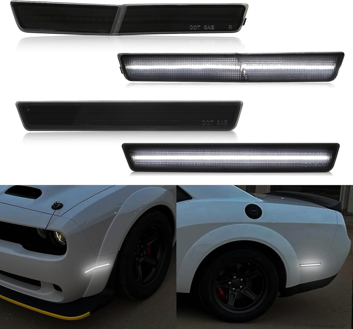 4 Luces LED Blancas Repuesto Challenger SRT Hellcat 18-23