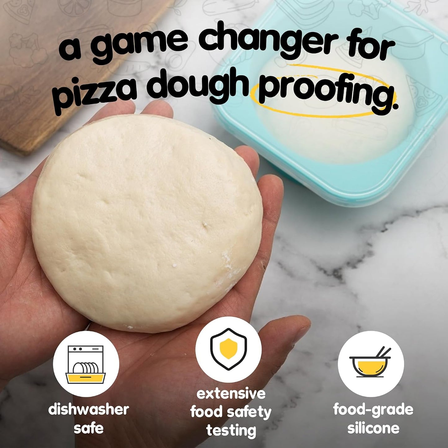 Recipientes silicona apilables para masa pizza 500ml set
