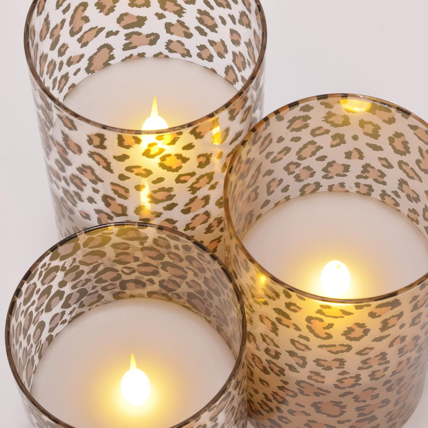 Set 3 velas LED cristal sin llama 6pulg animales