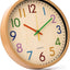 Reloj pared niños redondo sin tictac 12pulg grano bambú