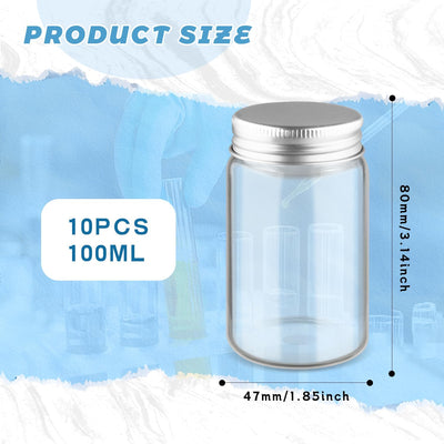 10 Frascos Vidrio 3.4oz Tapas Aluminio Almacenamiento