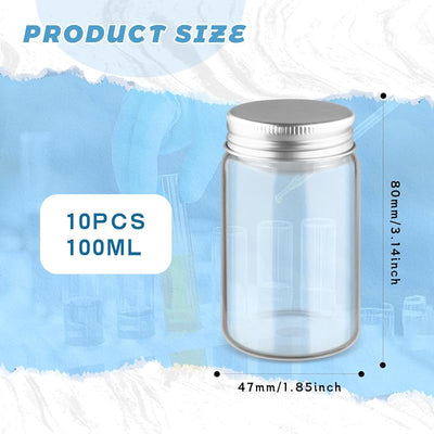 10 Frascos Vidrio 3.4oz Tapas Aluminio Almacenamiento