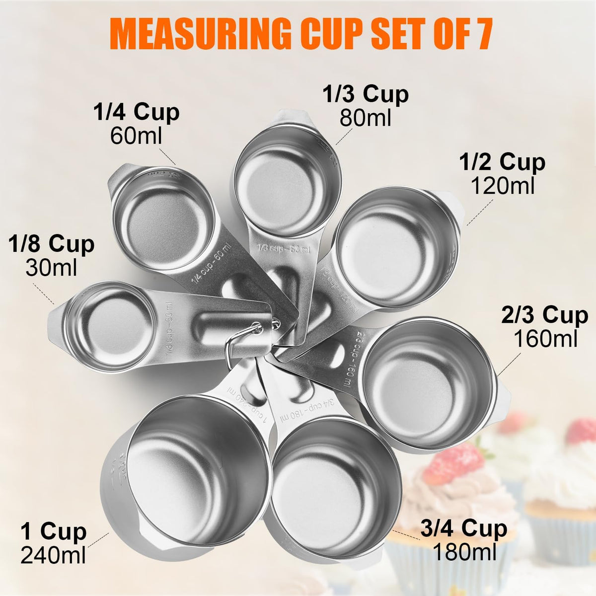 7 Pzas Tazas Medidoras Acero Inox Anidables