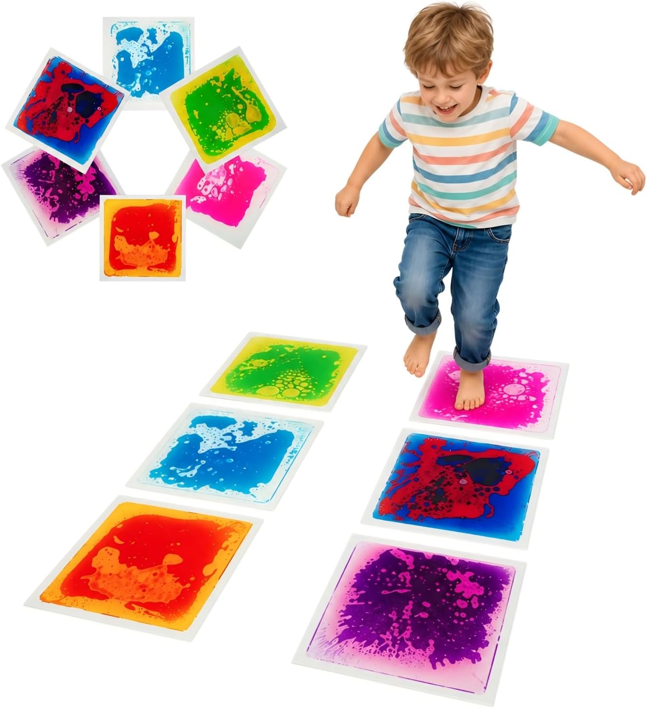 Azulejos líquidos sensoriales para niños tapete antiderrap