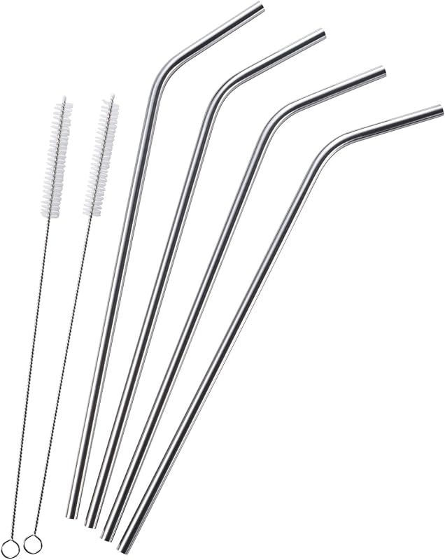 4 Popotes Acero Inox para Vaso 30oz y 2 Cepillos Limpieza