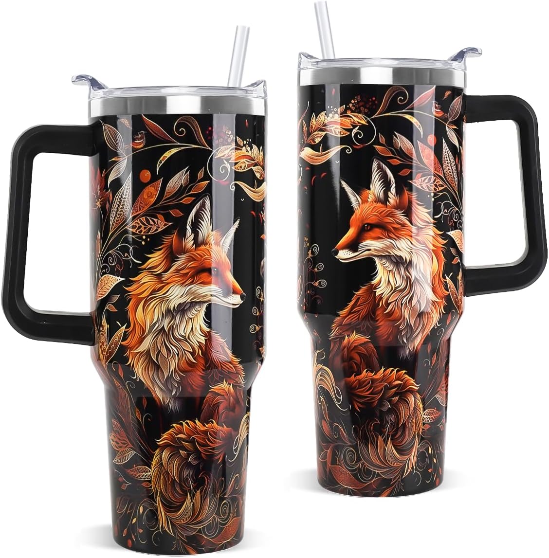 Vaso Zorro con Asa Pajita 40oz Acero Inox Aislado