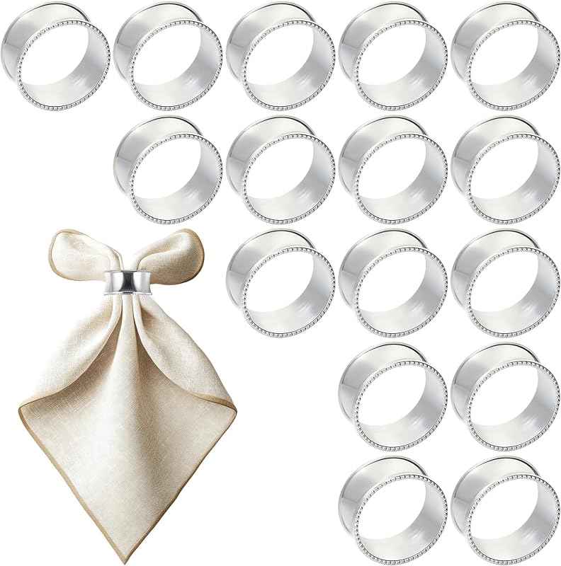 Set 16 servilleteros plateados para boda y fiesta