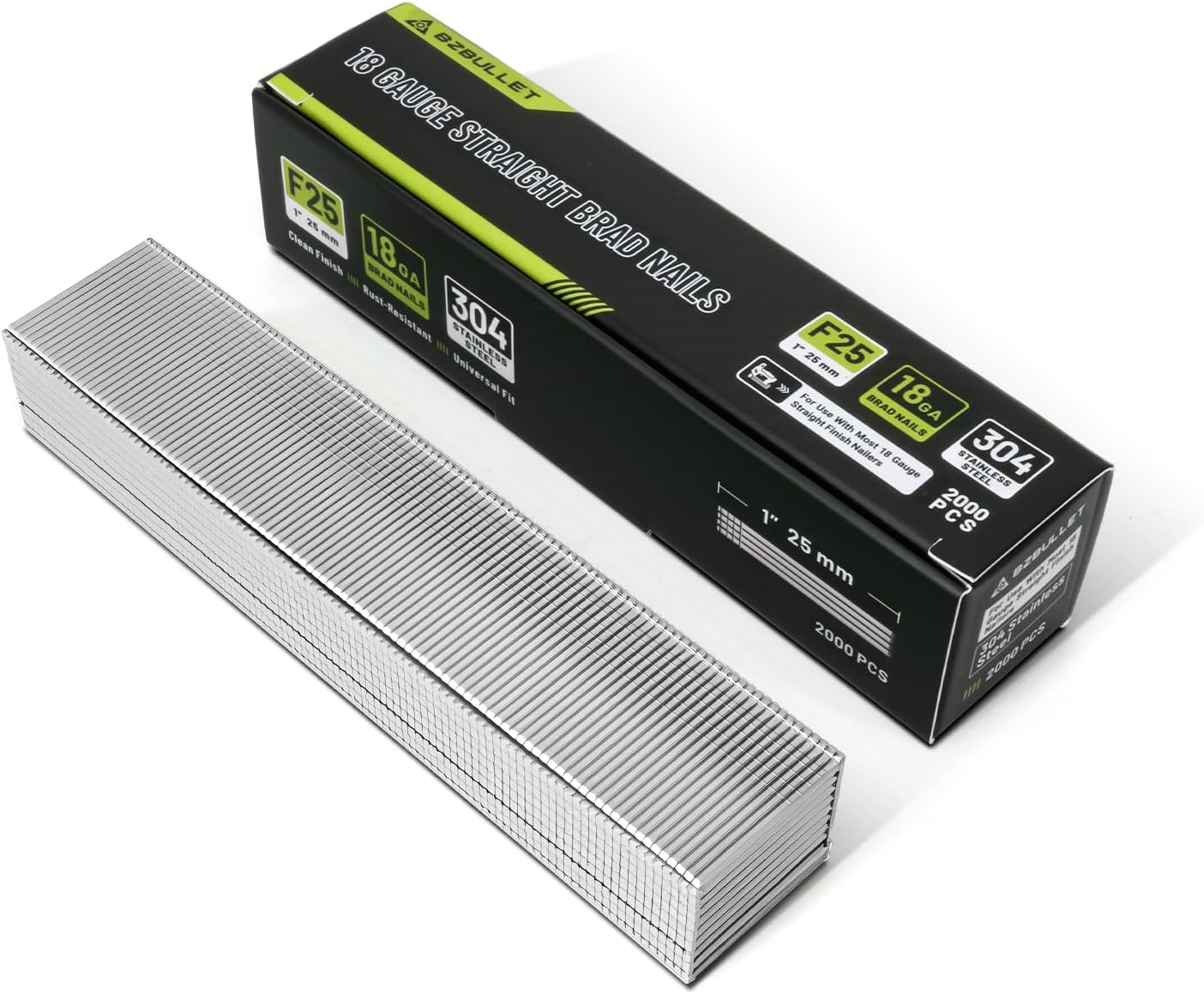 Clavos Brad acero inox 304 1 pulg 2000 uds