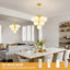 Lámpara techo 10 luces globo candelabro moderno dorado