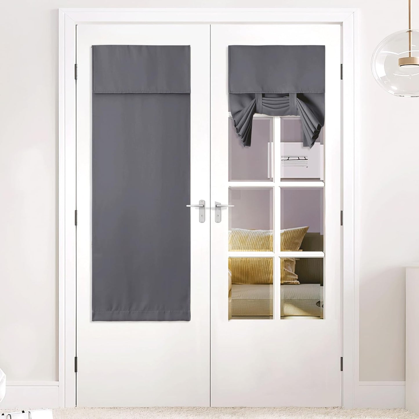 Cortinas privacidad puerta francesa cocina con aislamiento térmico