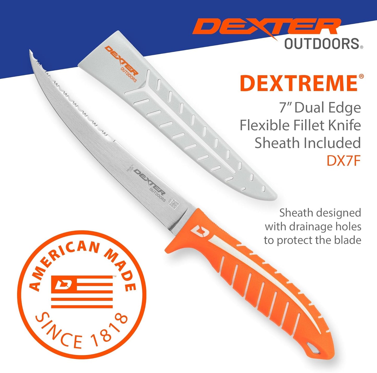 Cuchillo filete flexible 7pulg doble filo con funda
