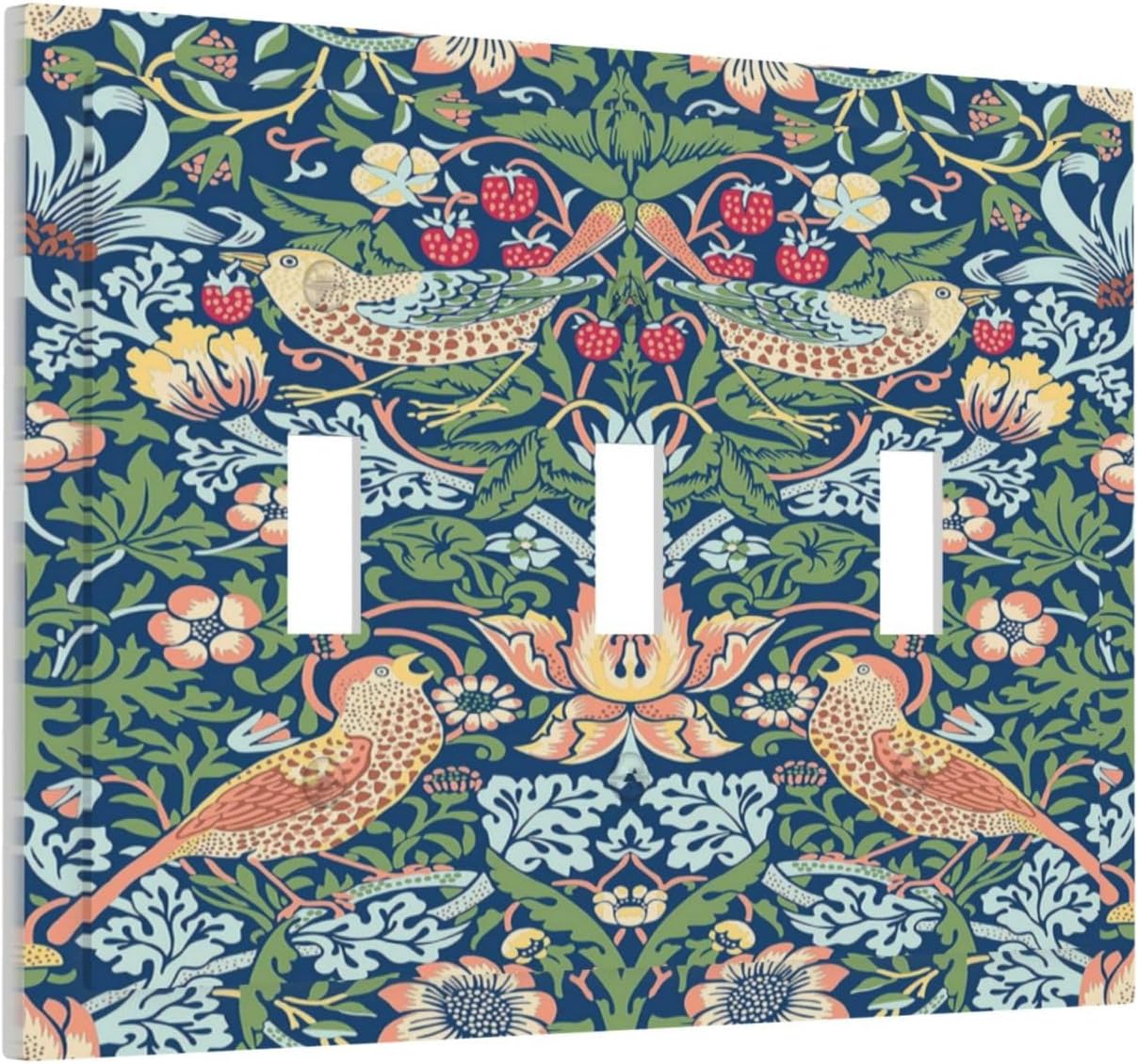 Cubierta interruptor luz 3 cuadrillas diseño floral vintage