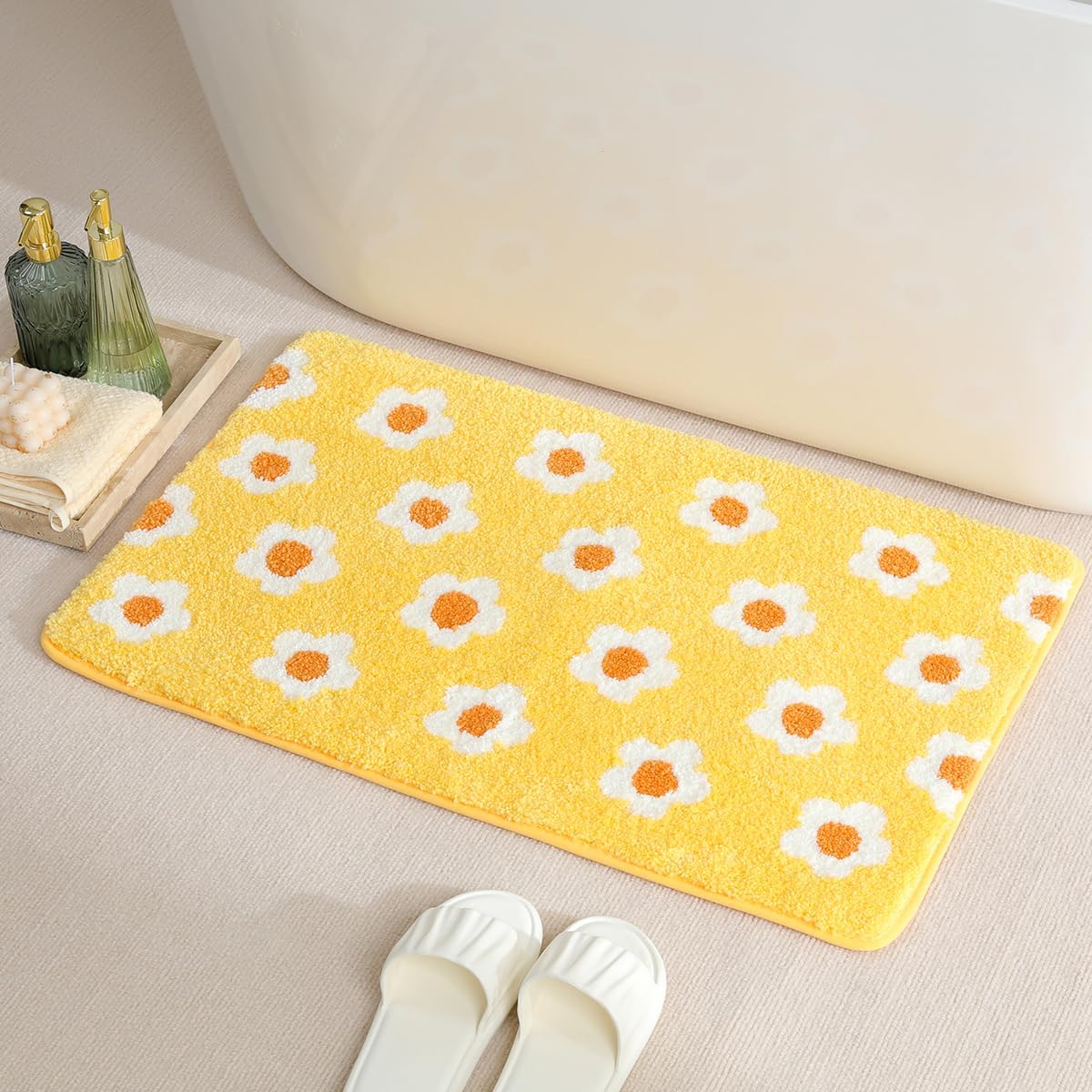 Tapete baño floral antiderrap 31x20"