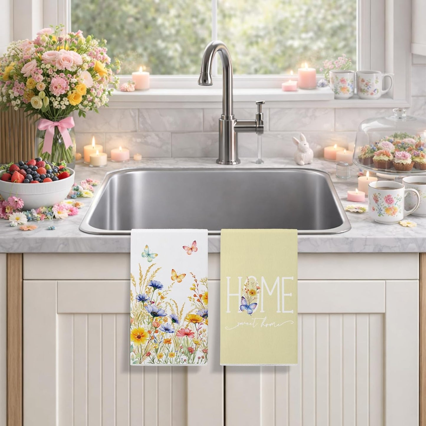 Toallas de cocina con flores silvestres de primavera 18 x 26 pulgadas