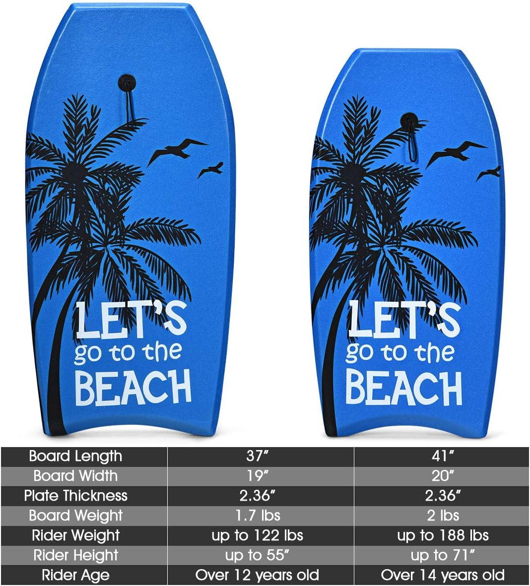 Tabla bodyboard ligera EPS XPE 41/37/33pulg niños y adultos