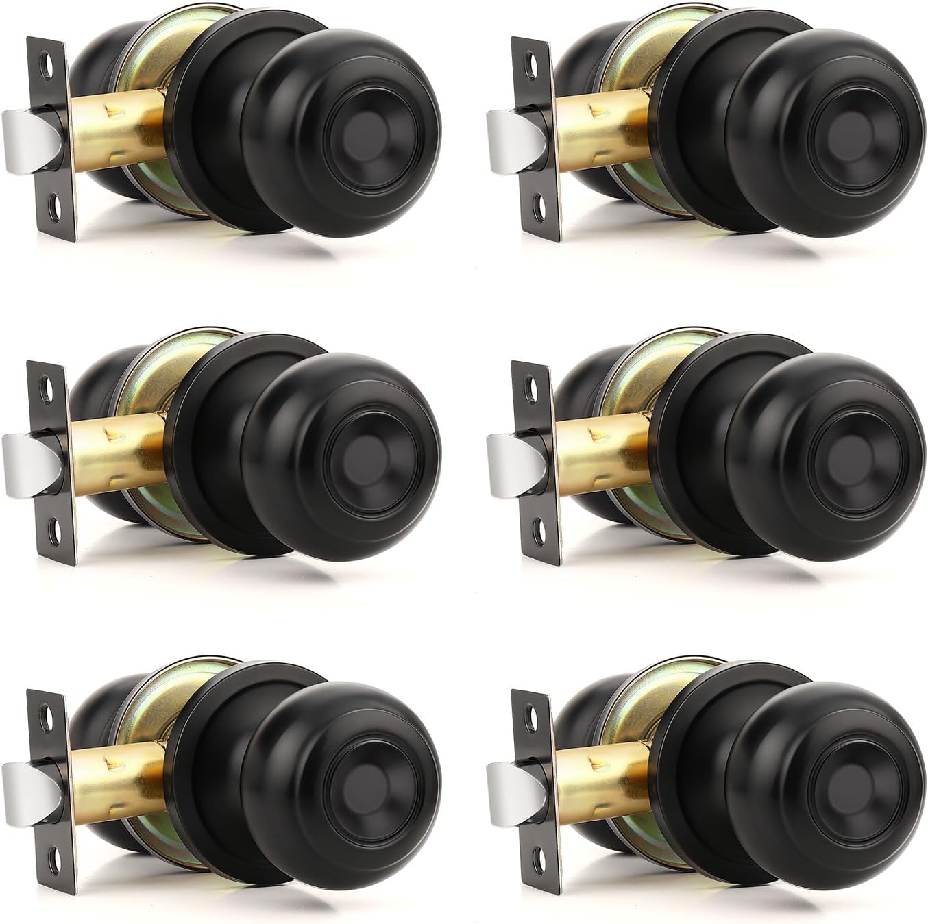6 Pomas Puerta Interior Negro Mate Sin Llave
