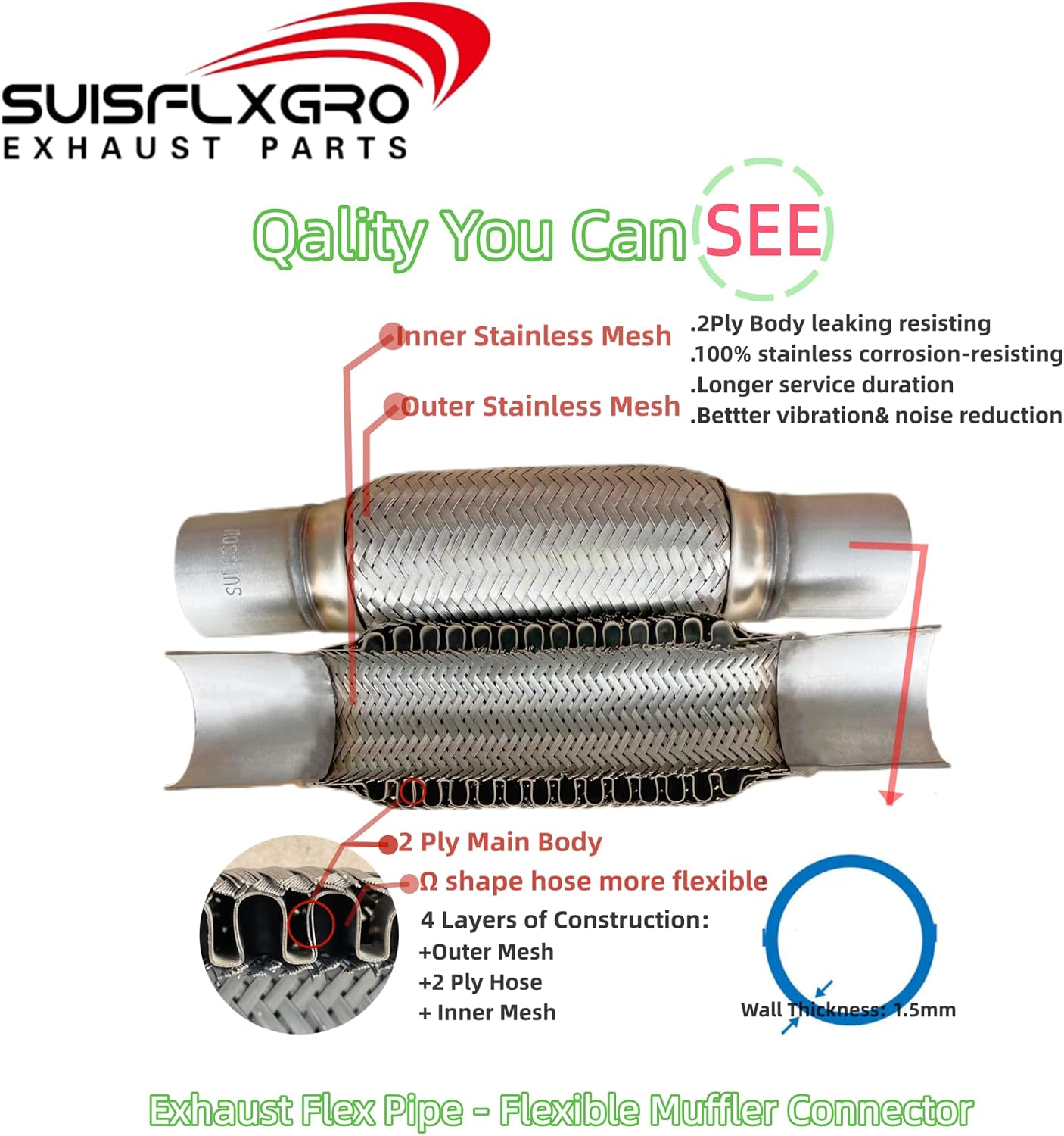 Tubo escape universal acero inox 3.5x6x10