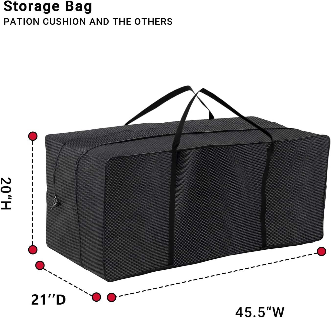Bolsa almacenamiento cojín ajustable resistente negro 8"