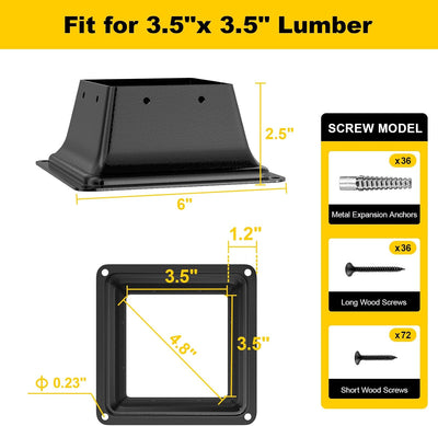 Base poste 4x4 pulg 9 Pzas soporte acero polvo resistente