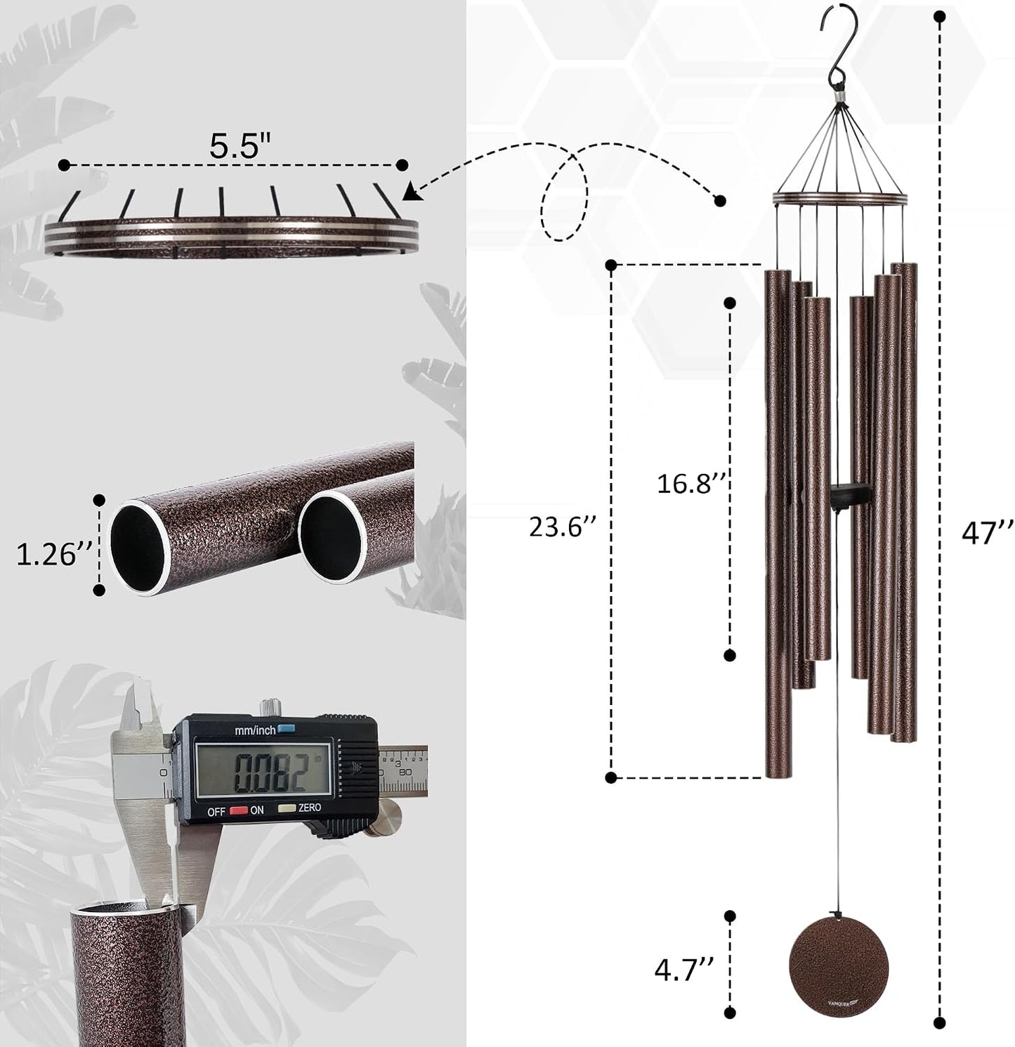 Campanillas viento 48pulg exterior tono profundo