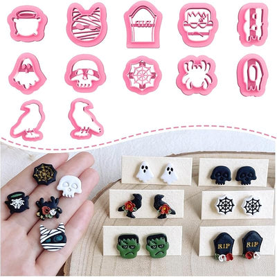 Cortadores arcilla Halloween 12 formas joyas aretes