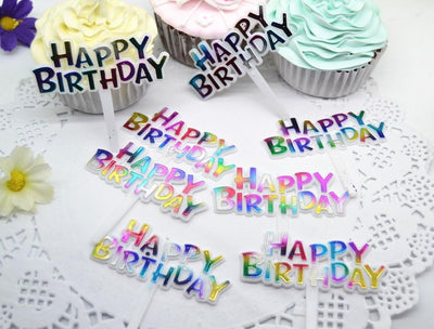 Adornos cupcakes cumpleaños coloridos pack 50
