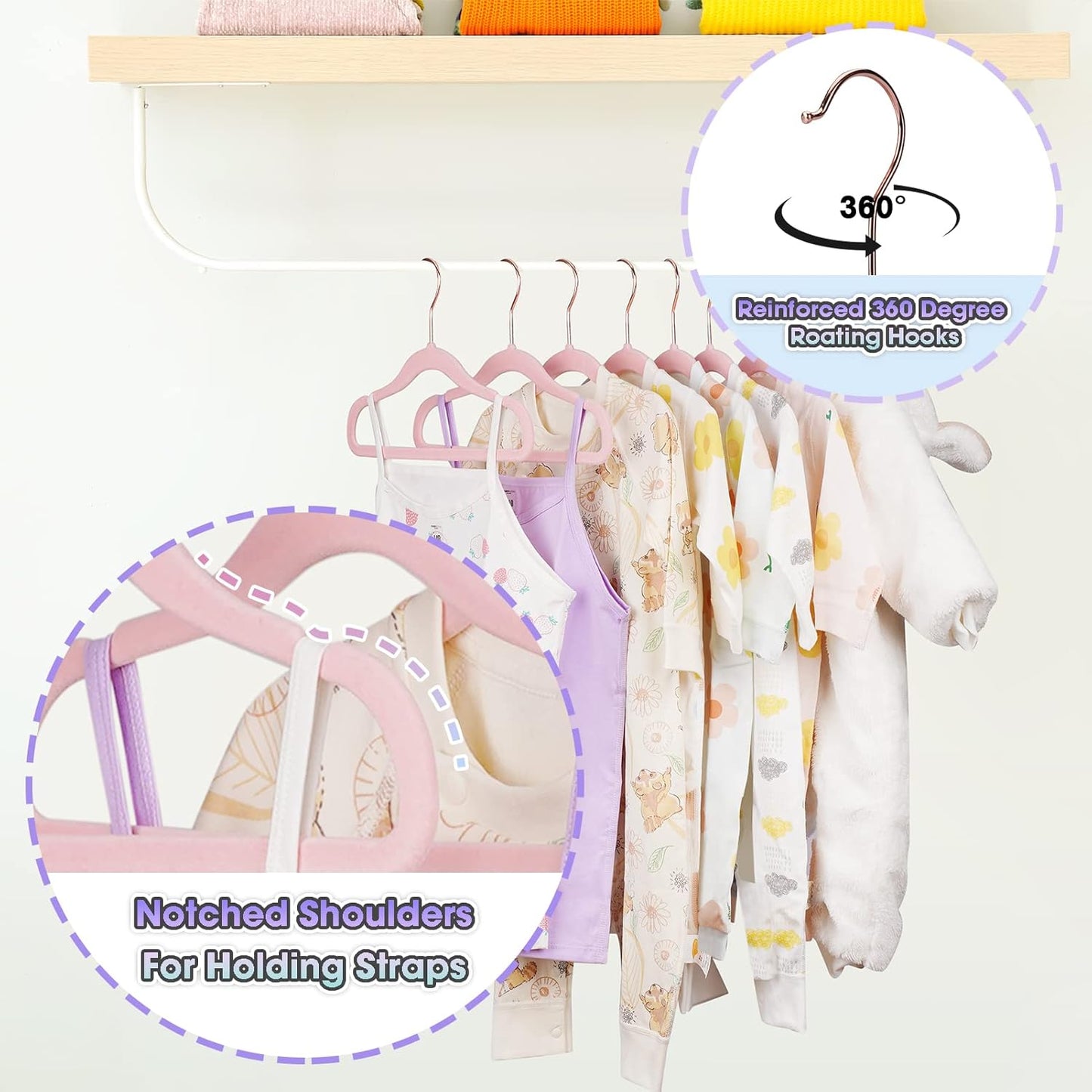 Perchas terciopelo antideslizantes para bebé 11.4" set 50