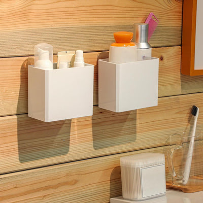 Organiz. pared 2 Pzas estante flotante adhesivo blanco