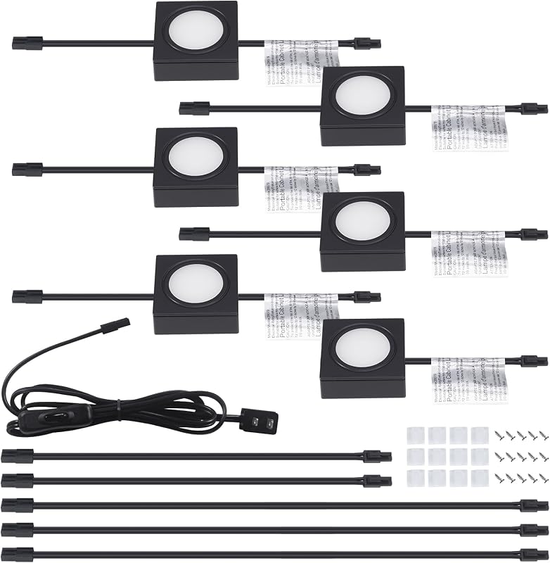 Luces LED cuadradas 2.68" 3000K enchufables set 6