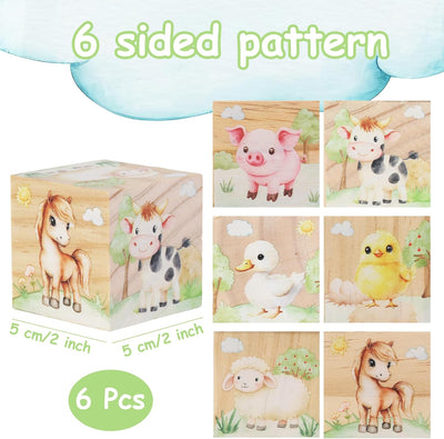 6 Bloques Decoración Madera Niños Dormitorio Set