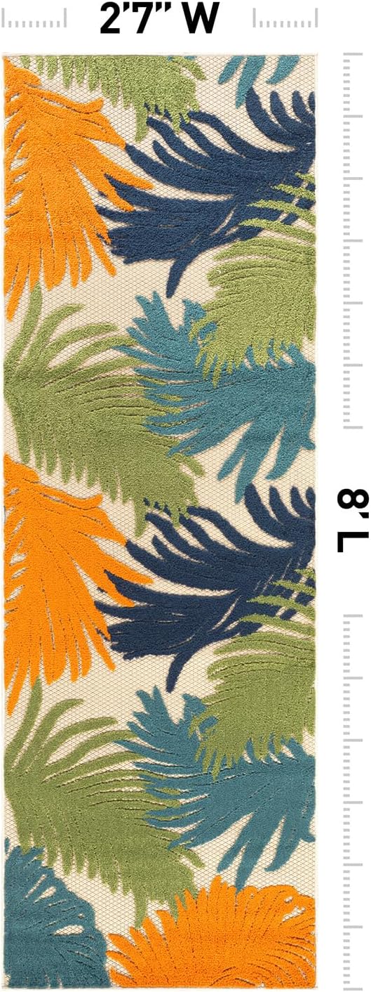 Alfombra contemporánea floral 2'7"x8' multicolor