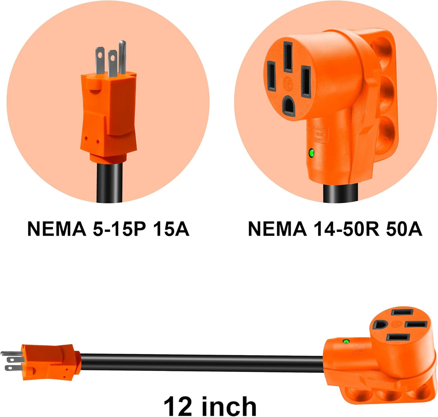 Adaptador RV 50A a 110V NEMA 14-50R LED