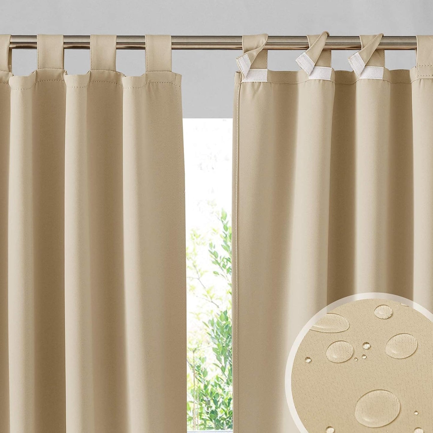 2 Cortinas impermeables exteriores 52" opacas desmontables