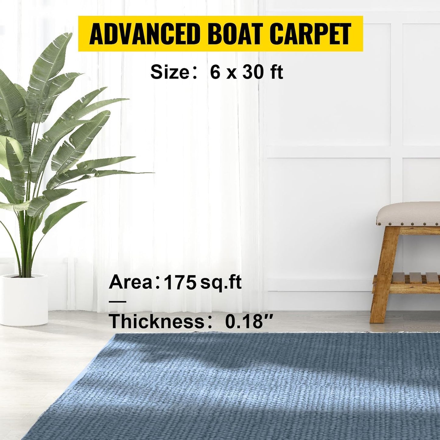Alfombra marina gris 6x29.5ft impermeable barcos