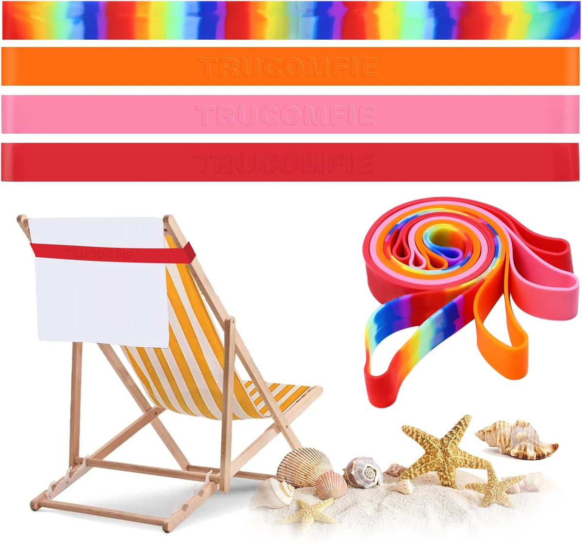 4 Bandas Toalla Silicona Silla Playa Piscina Arcoíris