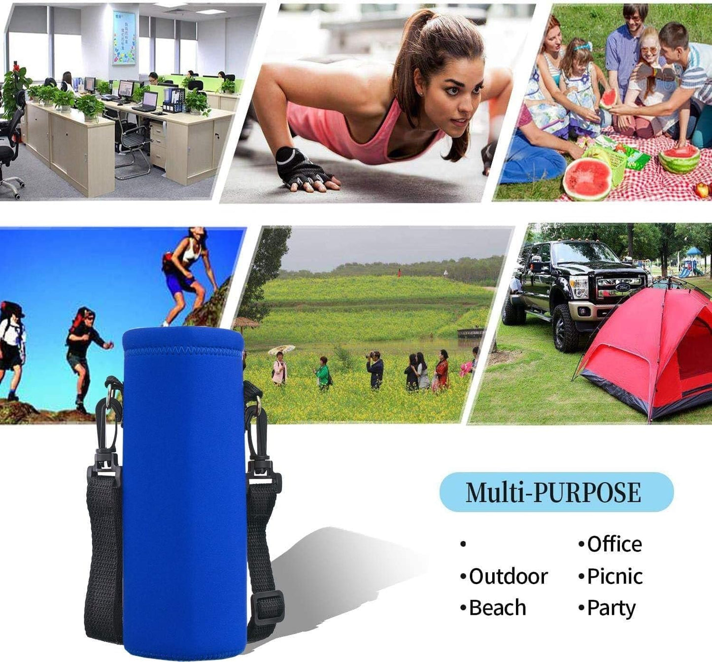 Fundas botella neopreno aislado 24/32oz con correa para caminar