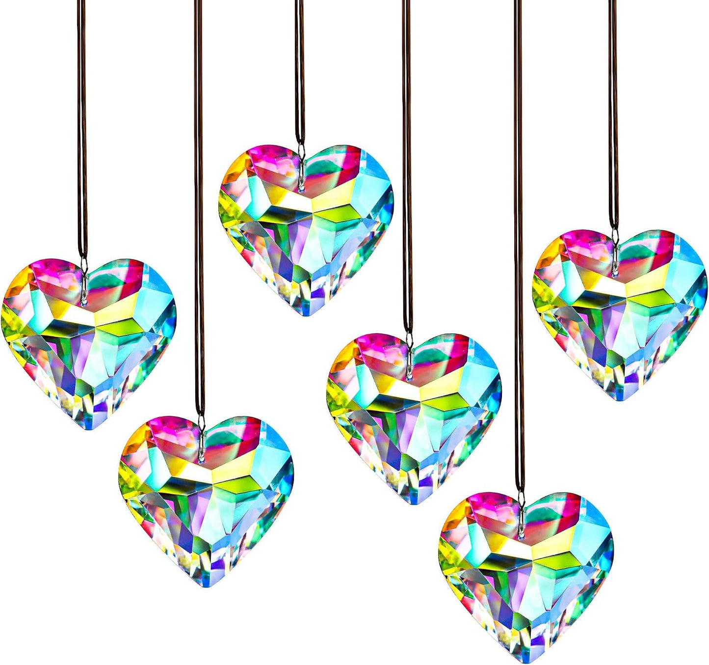 6 Pzas Cristal Corazón Prismático Colgante Ventana