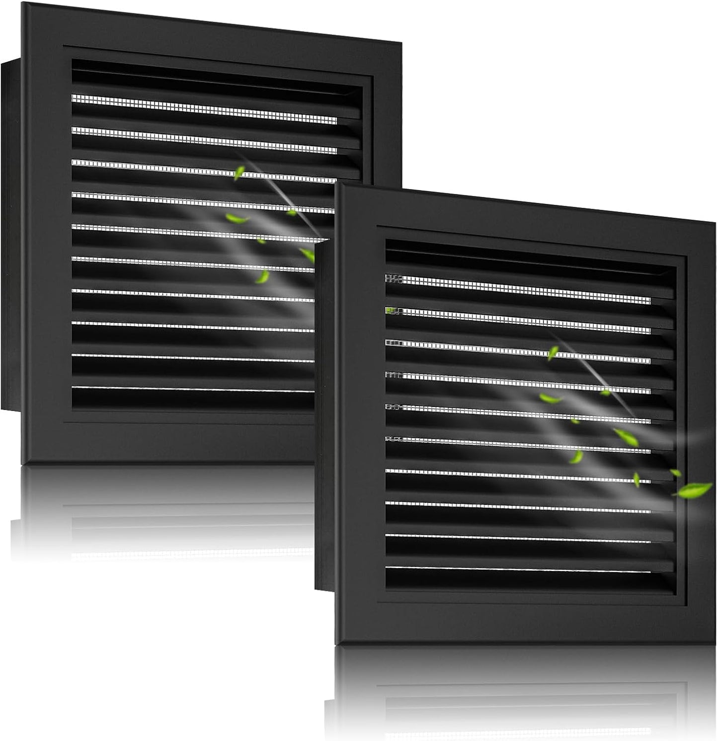 Set 2 Rejilla Ventilación Aluminio 10x10pulg Malla Negro