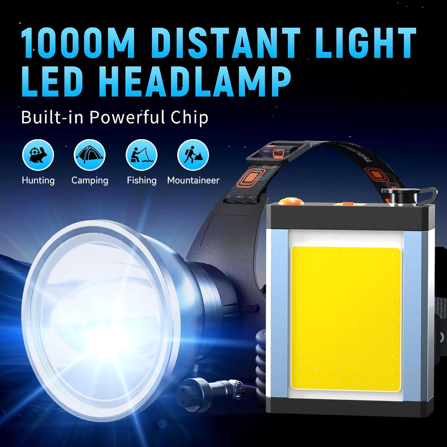 Faro LED recargable impermeable para acampar senderismo