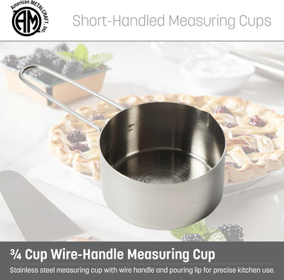 Taza medidora acero inox 3/4 taza color plateado