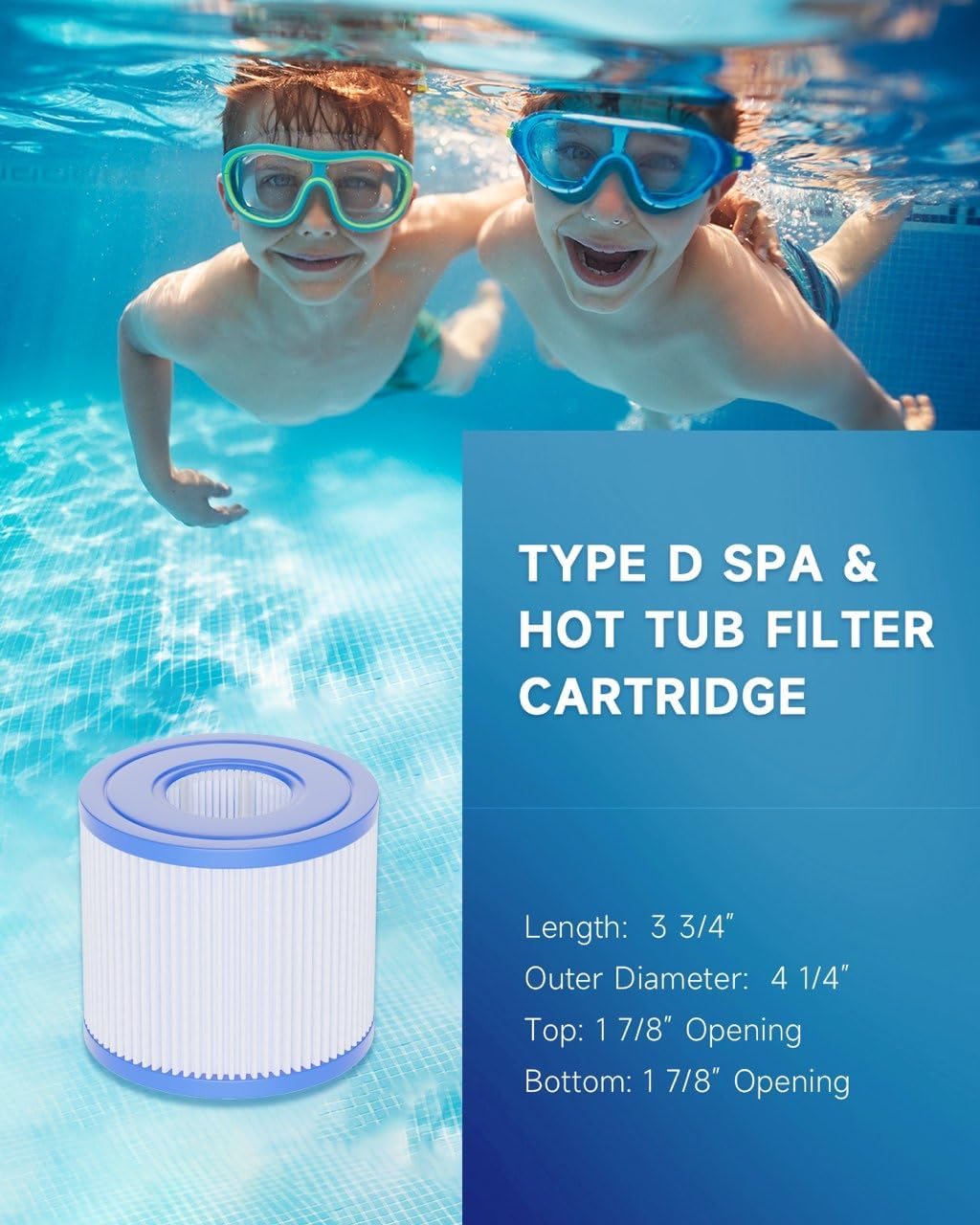 Filtro piscina tipo D 3 3/4x4 1/4 pulg 6 Pzas